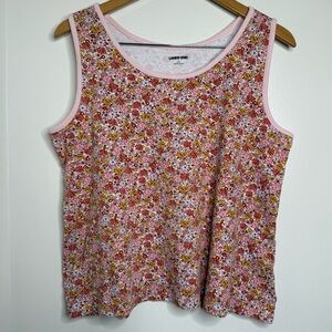 Lands’ End Floral Tank Top Women’s Size Large Cotton Pastel Pink